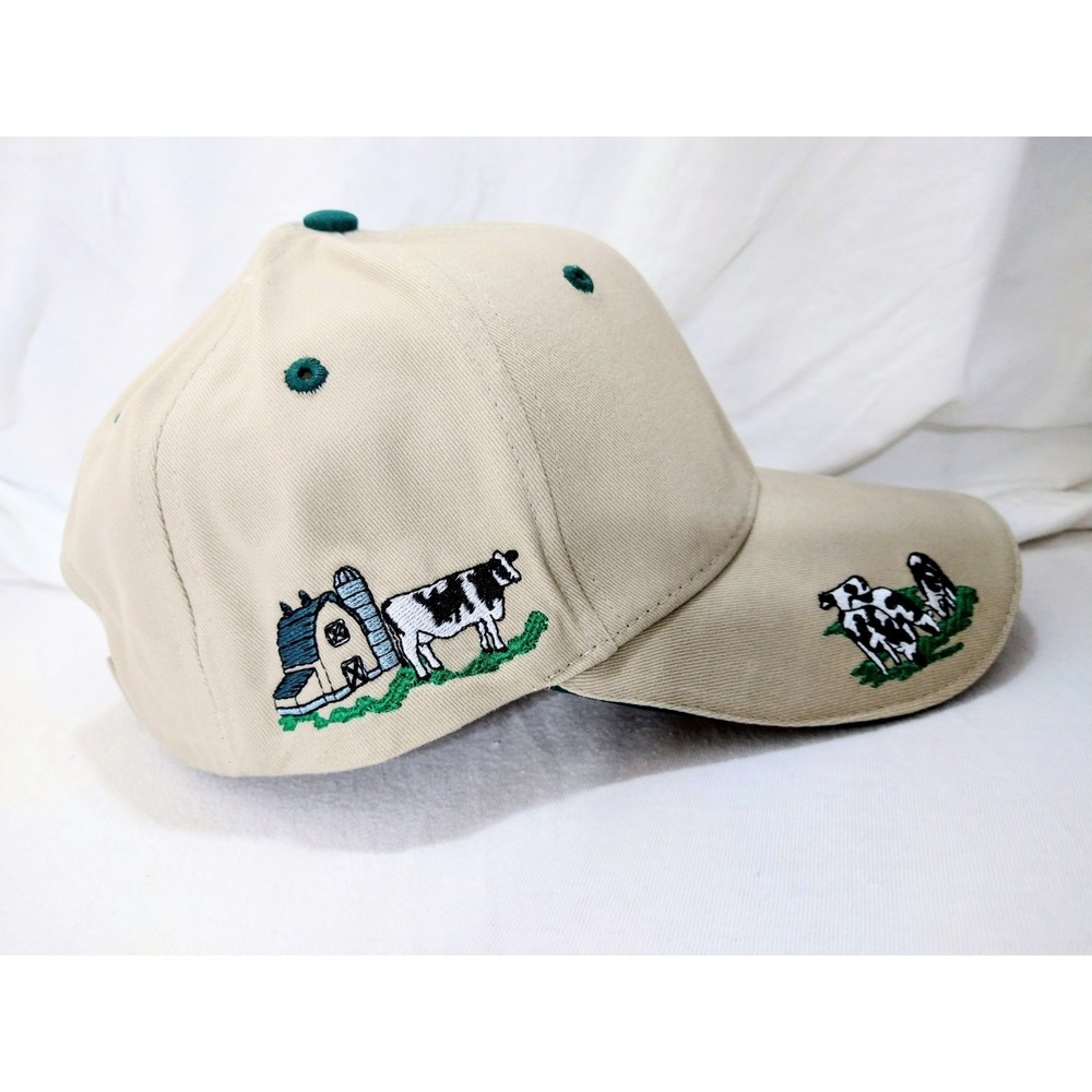 Adorable! *NEW* Khaki Embroidered Cow Cap Hat Cotton - Farmer 4H Cowgirl Western